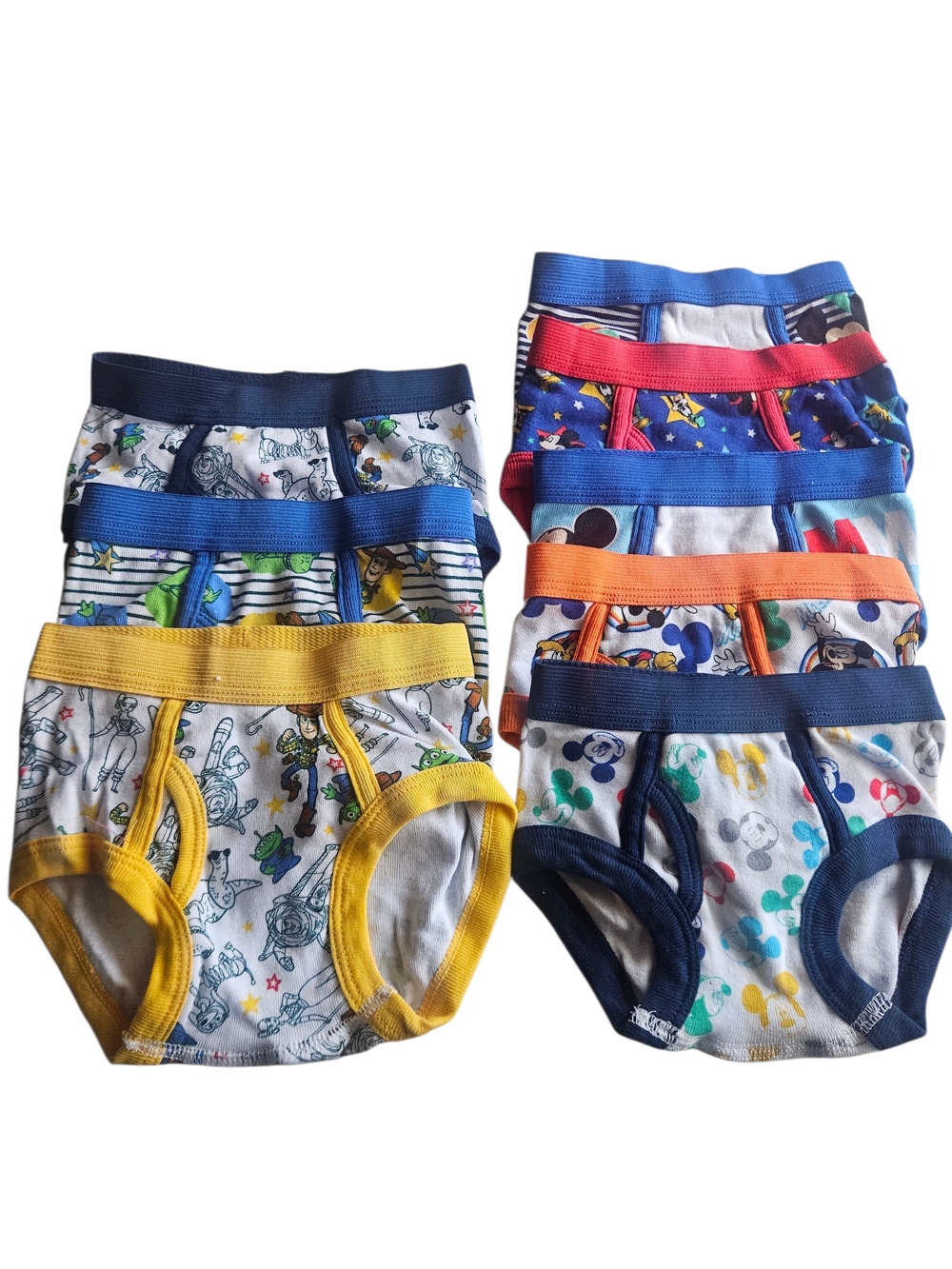 Disney Boys Briefs Pack with Yellow, Blue, Red and Orange Waistbands